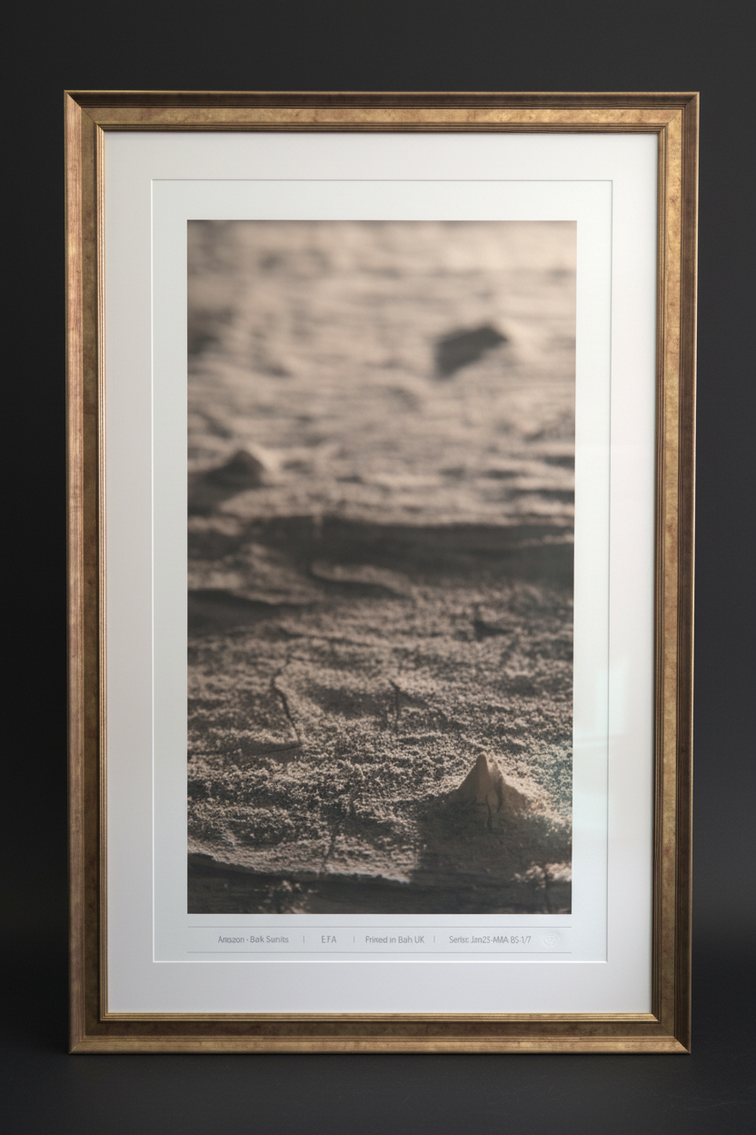 Framed artwork on dark background with tight crop