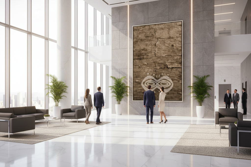 March Amazon Bark Dusk in corporate office lobby