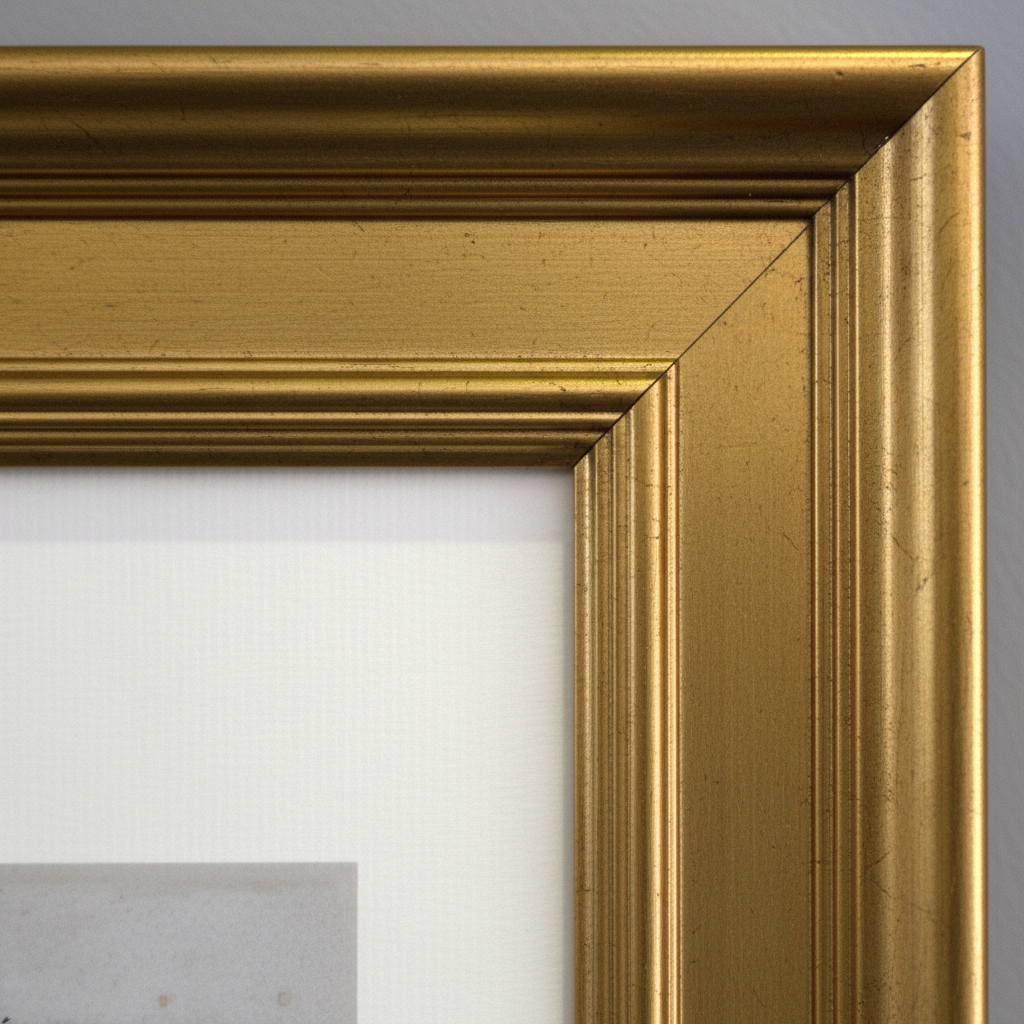 Refined gold frame corner detail